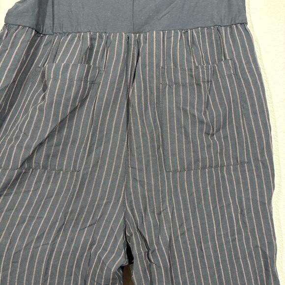 Hei Hei Anthropologie Large Pull On Cropped Pants Black Gold Striped Foldover - Picture 8 of 11